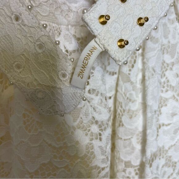 Zimmerman High Tide Tuxedo Lace Pearl Halter Mini Dress 8 - Picture 5 of 10